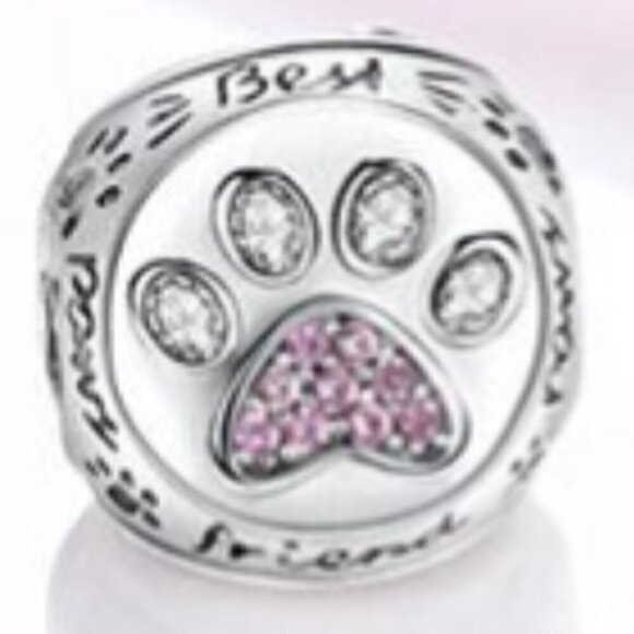 Triangular Dog Bone Paw Heart Charm - Picture 4 of 4